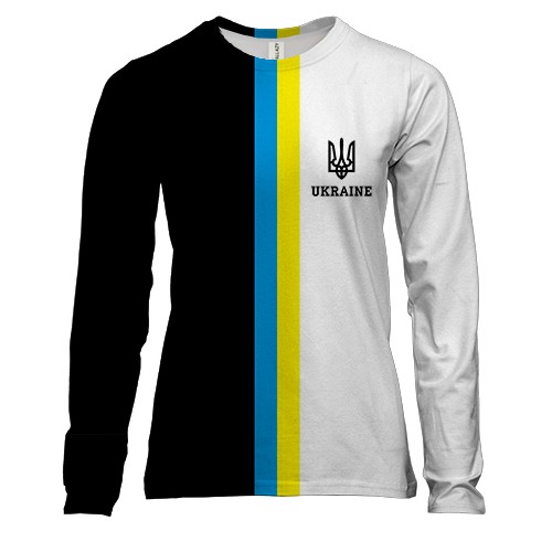 Жіночий 3D лонгслів "Ukraine" (біло-чорна)