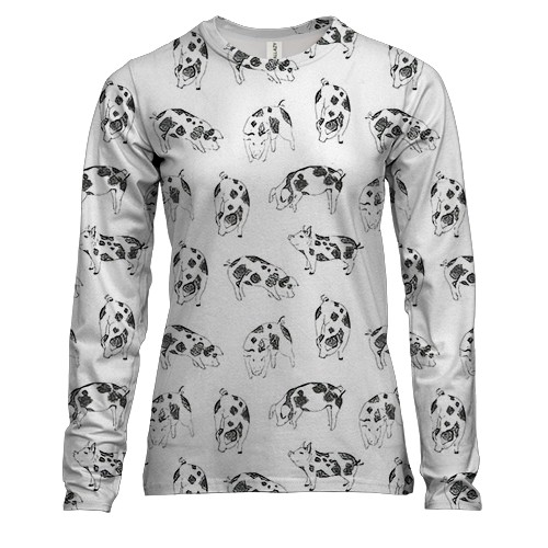 Женский 3D лонгслив "Паттерн из свинок" (2)