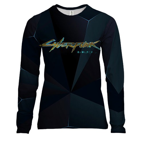 Женский 3D лонгслив "Cyberpunk 2077" полигональная_2