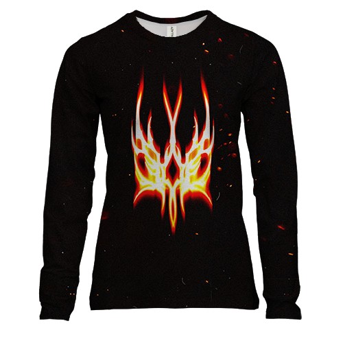 Женский 3D лонгслив "Огненный тризуб"