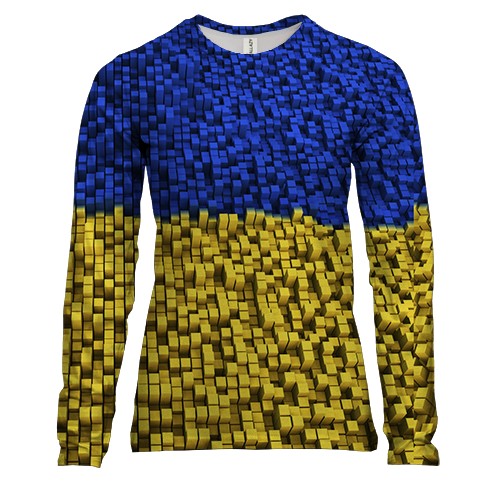Женский 3D лонгслив "3D блоки в цветах флага"