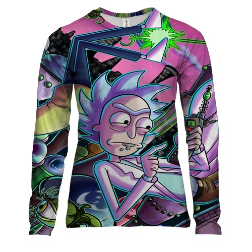 Жіночий 3D лонгслів "Рік та Морті" патерн