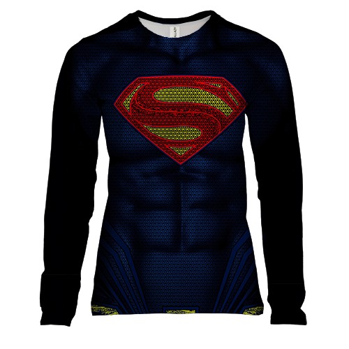 Женский 3D лонгслив "Костюм Супермэна"