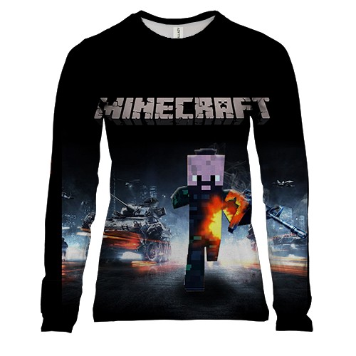 Жіночий 3D лонгслів "Minecraft x Battlefield"