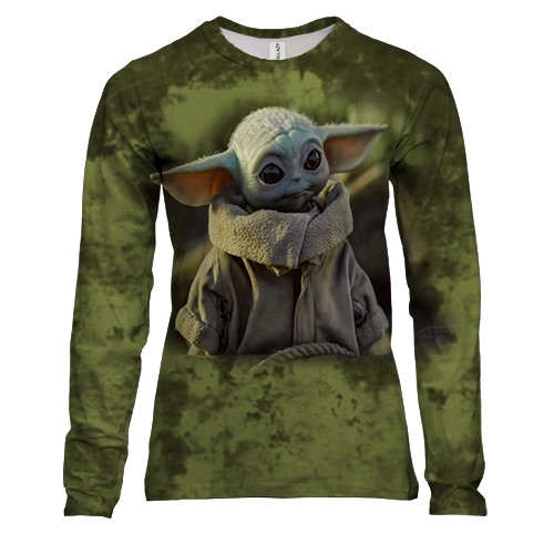 Женский 3D лонгслив Малыш Грогу