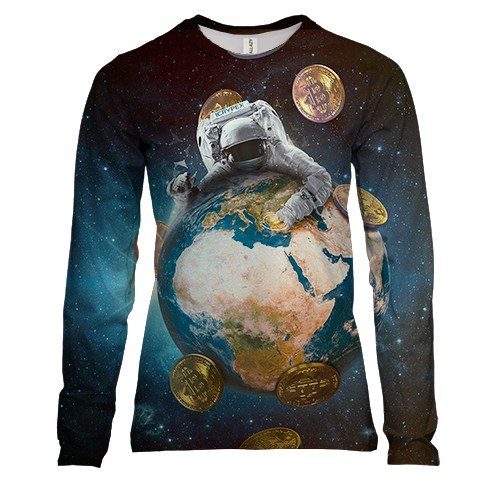 Жіночий 3D лонгслів "Космiчний Bitcoin"
