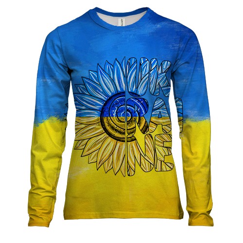 Женский 3D лонгслив Ukraine (с подсолнухом)