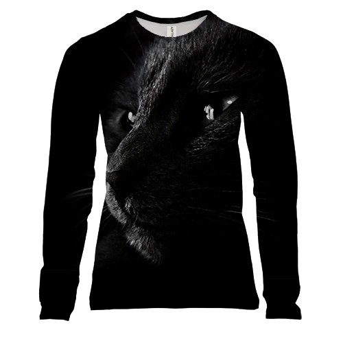 Женский 3D лонгслив Черный кот