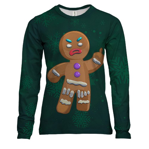 Жіночий 3D лонгслів Пряничний чоловічок