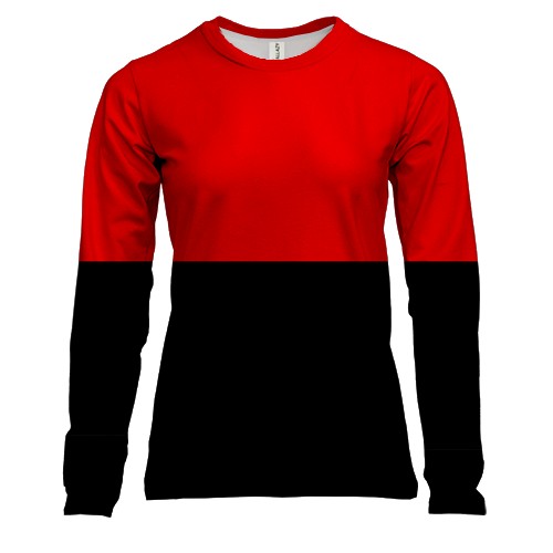 Женский 3D лонгслив с красно-черным флагом Украины