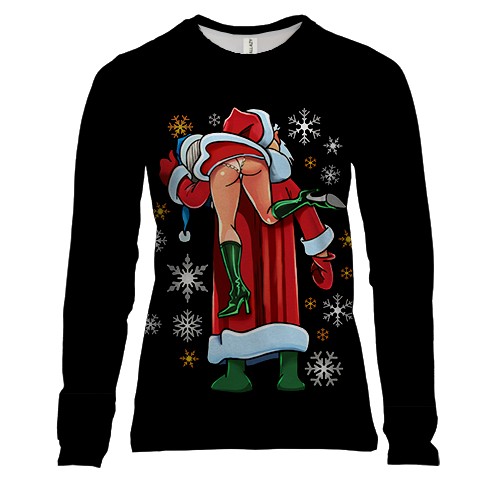 Жіночий 3D лонгслів Дід Мороз у стилі Бразерс