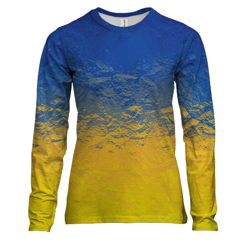 Женский 3D лонгслив флаг Украины (стекло)