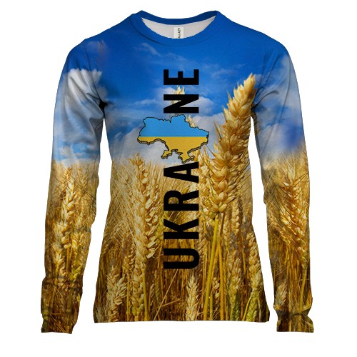 Жіночий 3D лонгслів Ukraine (поле пшениці)