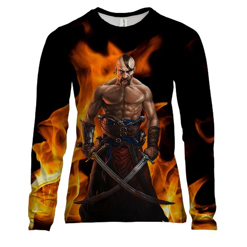Жіночий 3D лонгслів Козак та полум