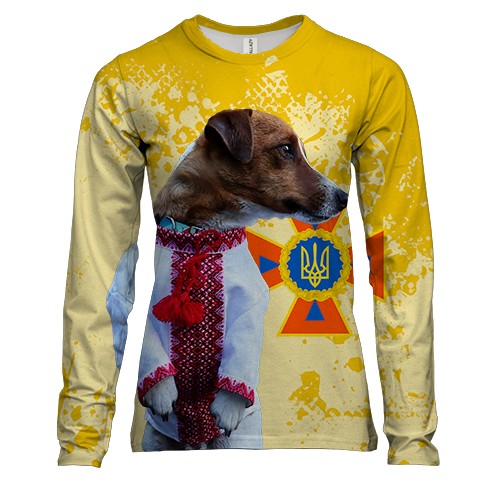Женский 3D лонгслив Пес Патрон ДСНС в вышиванке