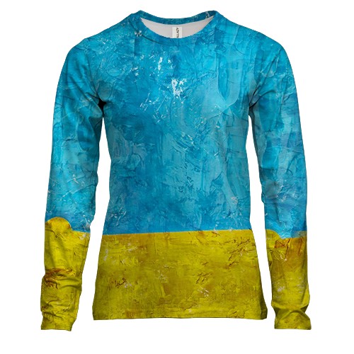 Женский 3D лонгслив Желто-синие мазки краски