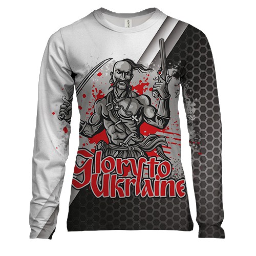 Женский 3D лонгслив Glory to Ukraine (с козаком) 2