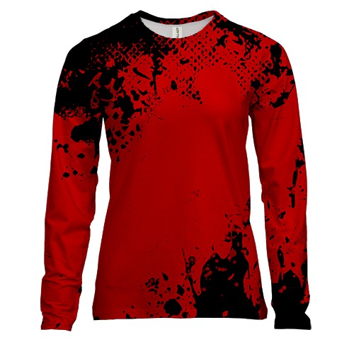 Женский 3D лонгслив черно-красного цвета