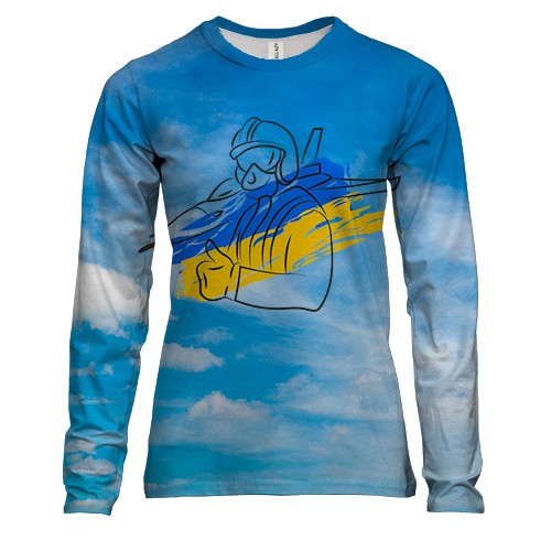 Женский 3D лонгслив Призрак Киева АРТ