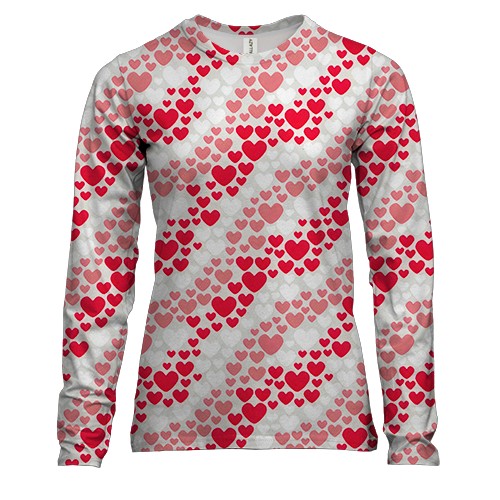 Жіночий 3D лонгслів Серця патерн.