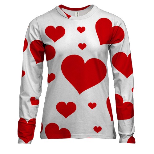 Женский 3D лонгслив Big hearts