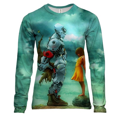 Жіночий 3D лонгслів Робот і дівчинка Любов