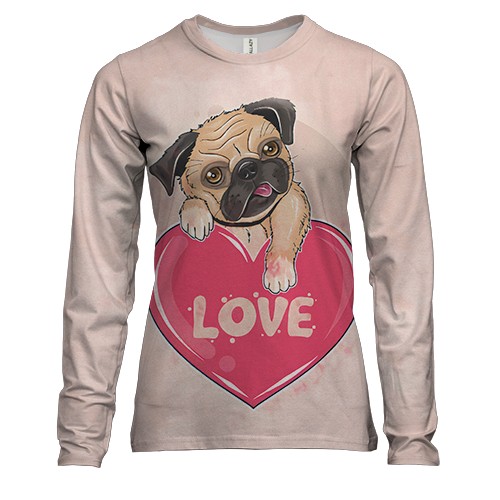 Женский 3D лонгслив Love dog