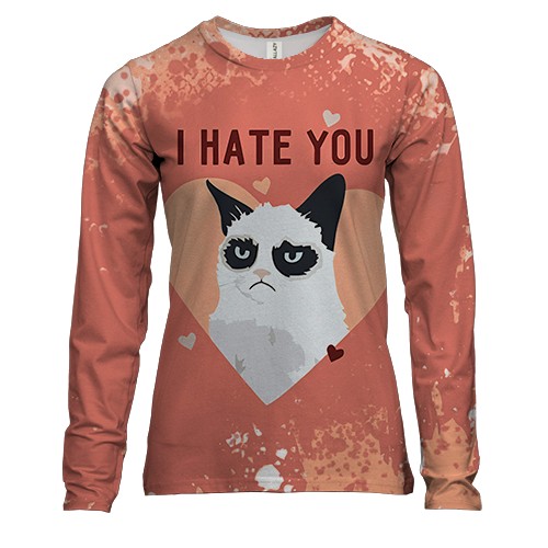 Жіночий 3D лонгслів I hate you cat