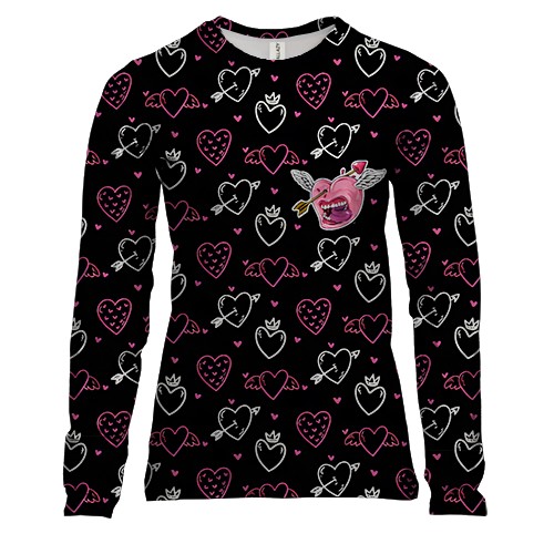 Женский 3D лонгслив Love and hearts pattern 4