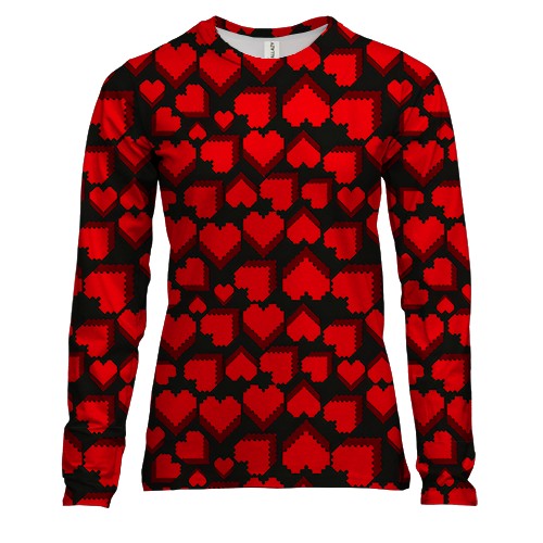 Жіночий 3D лонгслів Серця pattern