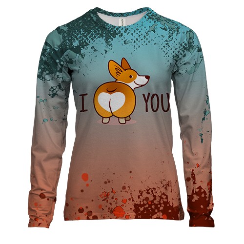 Женский 3D лонгслив I love you dog
