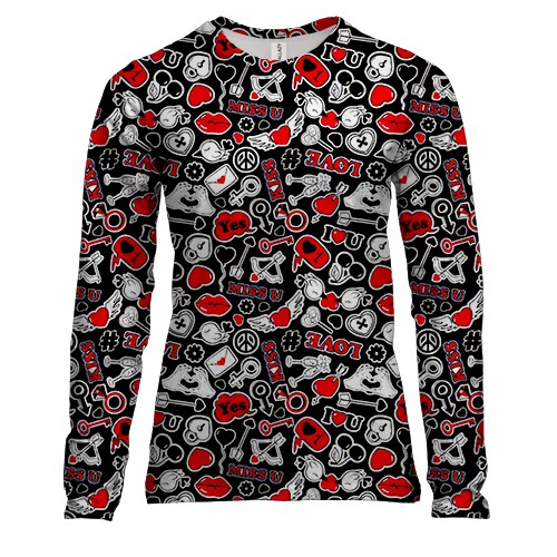 Жіночий 3D лонгслів Love and hearts pattern