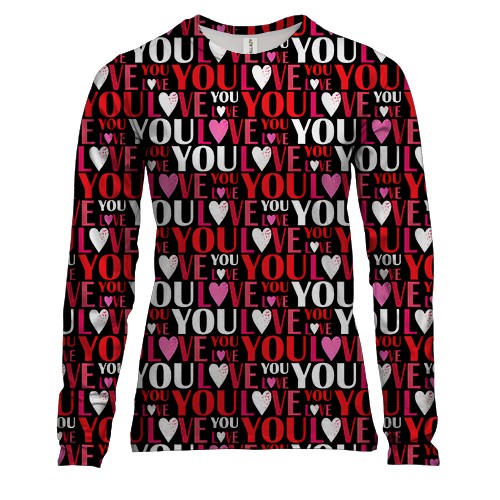 Женский 3D лонгслив I love you pattern