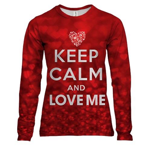 Женский 3D лонгслив Keep calm and love me