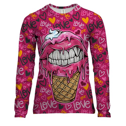 Женский 3D лонгслив Love ice cream