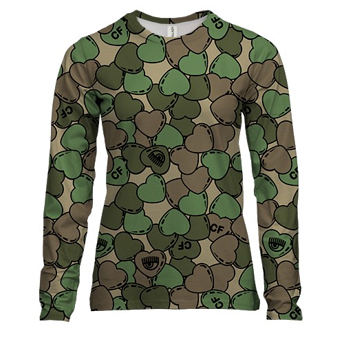 Жіночий 3D лонгслів Серця камуфляж 2