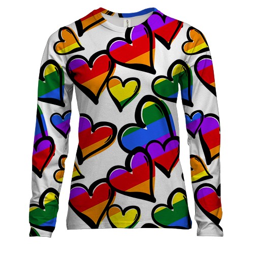 Жіночий 3D лонгслів Серця веселка