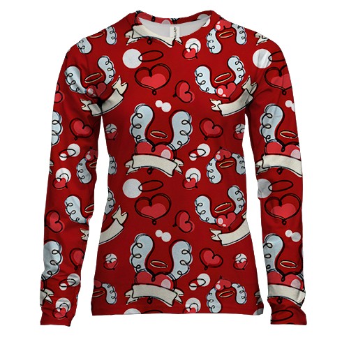 Жіночий 3D лонгслів Серця з крилами