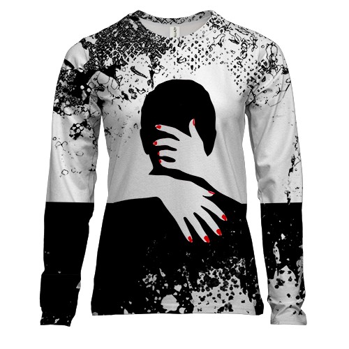 Жіночий 3D лонгслів Чорно-білі обійми