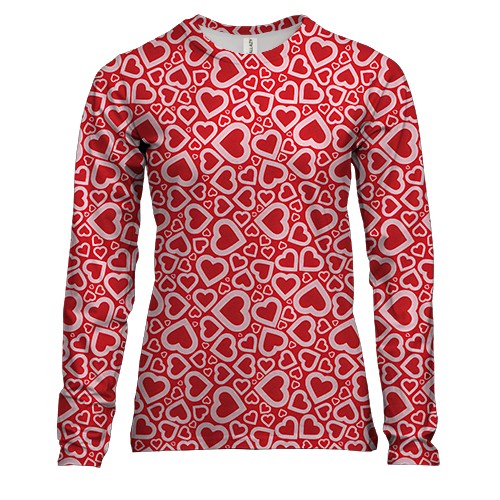 Женский 3D лонгслив Сердца паттерн