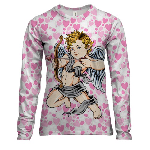 Жіночий 3D лонгслів Купідон у серцях