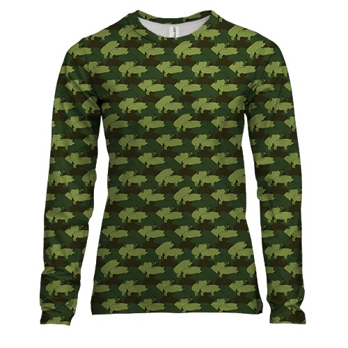 Жіночий 3D лонгслів Свиньи любовь камуфляж