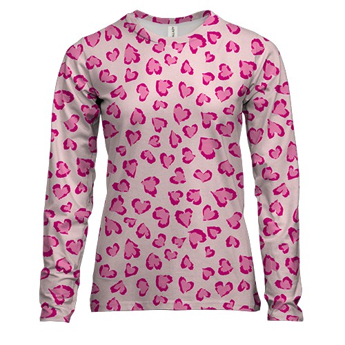 Жіночий 3D лонгслів Серця леопард