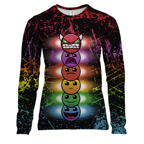 Жіночий 3D лонгслів Geometry Dash Levels