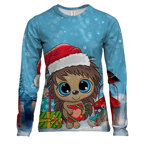 Жіночий 3D лонгслів Новорічний їжачок