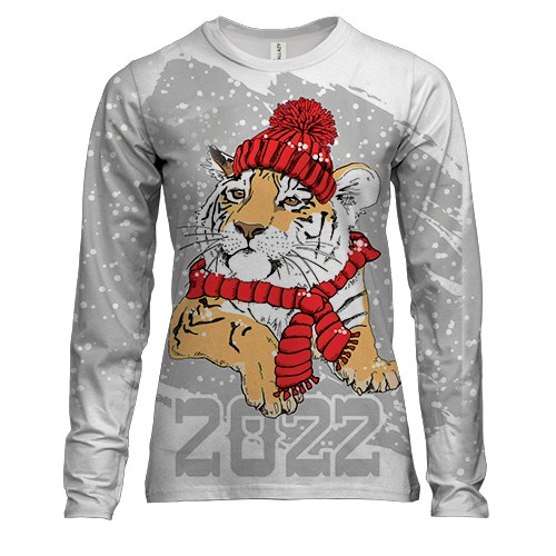 Жіночий 3D лонгслів Тигр а шарфі 2022