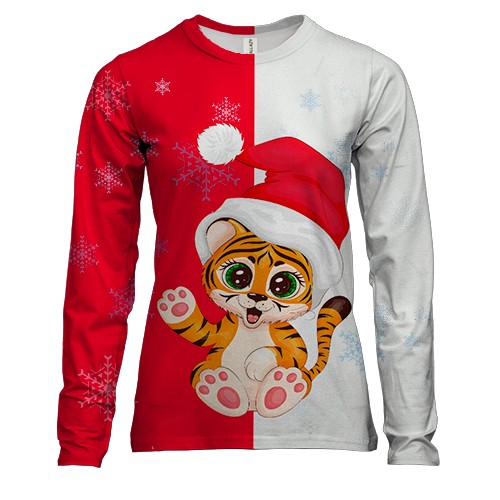 Жіночий 3D лонгслів Новорічне тигреня