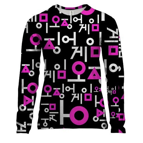 Женский 3D лонгслив Игра в кальмара (лого узор)