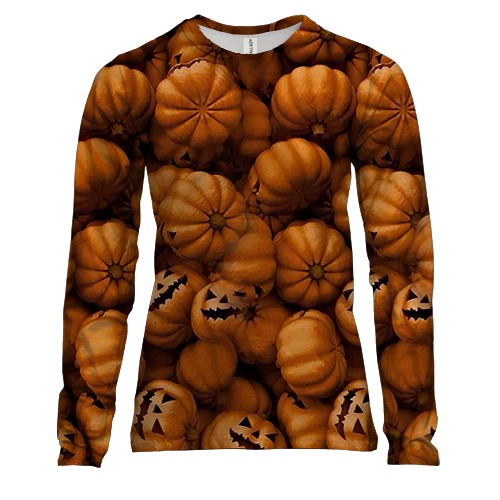 Жіночий 3D лонгслів з гарбузами (2)