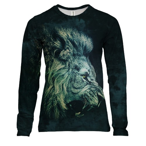 Женский 3D лонгслив с профилем льва
